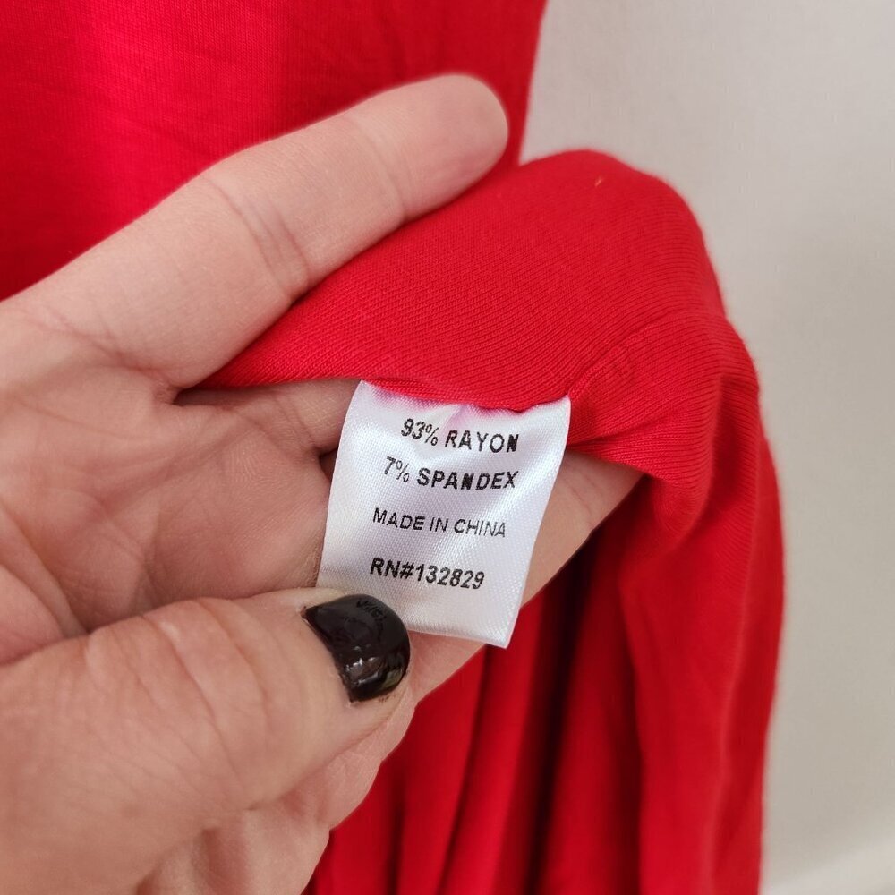 NWT Superdown Erika Deep V Stretch Jersey Red Maxi Dress Full Length L - Picture 11 of 12